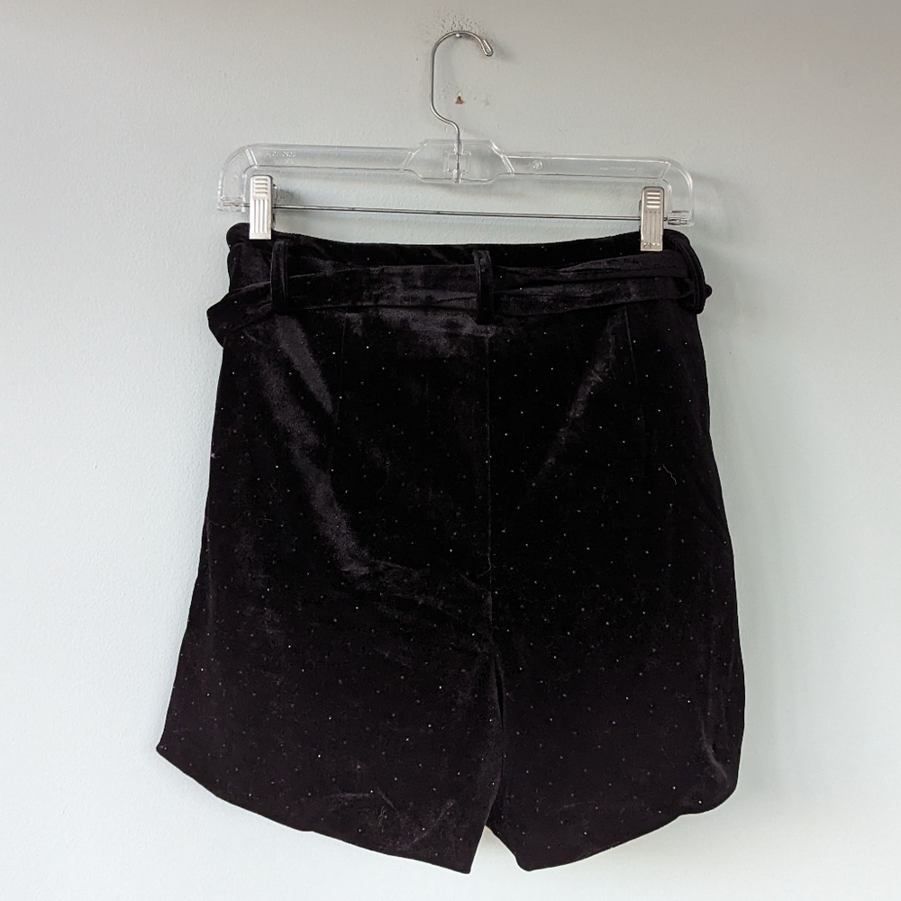 NWT Lili Sidonio Black Velvet Rhinestone High Waist Shorts - Picture 11 of 13